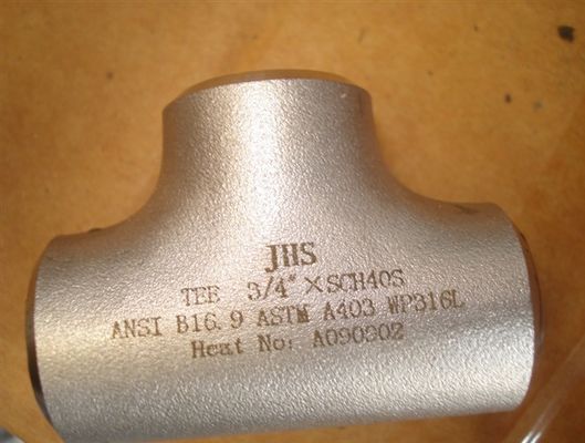 45D 90D 180D Straight Stainless Steel Pipe Tee Butt Weld SS304L SS316L STD SCH40